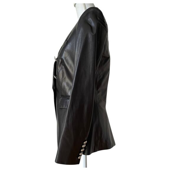 NWT Veronica Beard Miller Dickey Double breasted Leather Blazer Black Size 4 - Picture 10 of 12
